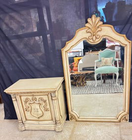 Romwebber French Rococo Nightstand and Mirror c.1950's