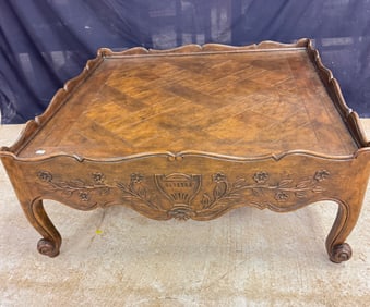 Baker Walnut French Country Style Coffee Table