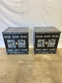 Pair of Laqured Cabinets with Mother of Pearl Inlay
