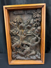 Teak Thai Carving of Warriors