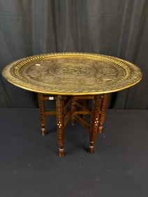 Moroccan Brass Tray Table