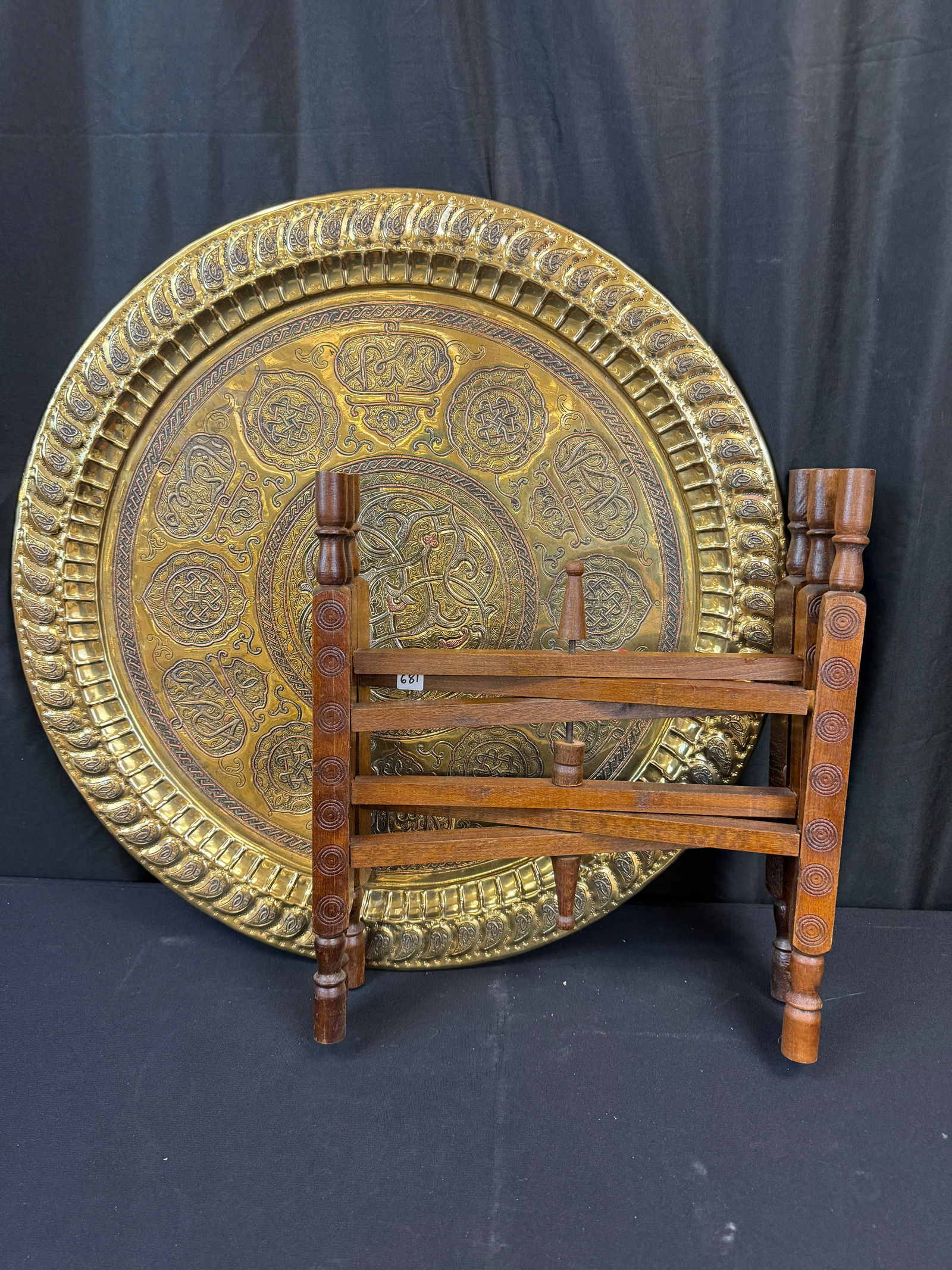 Moroccan Brass Tray Table - 7