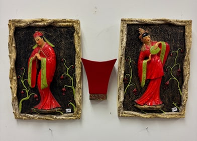 1950's Ceramic Asian Wall Plaques, More!