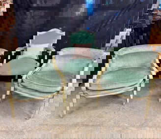 3 Hollywood Regency Painted Velvet Armchairs c1950/60's