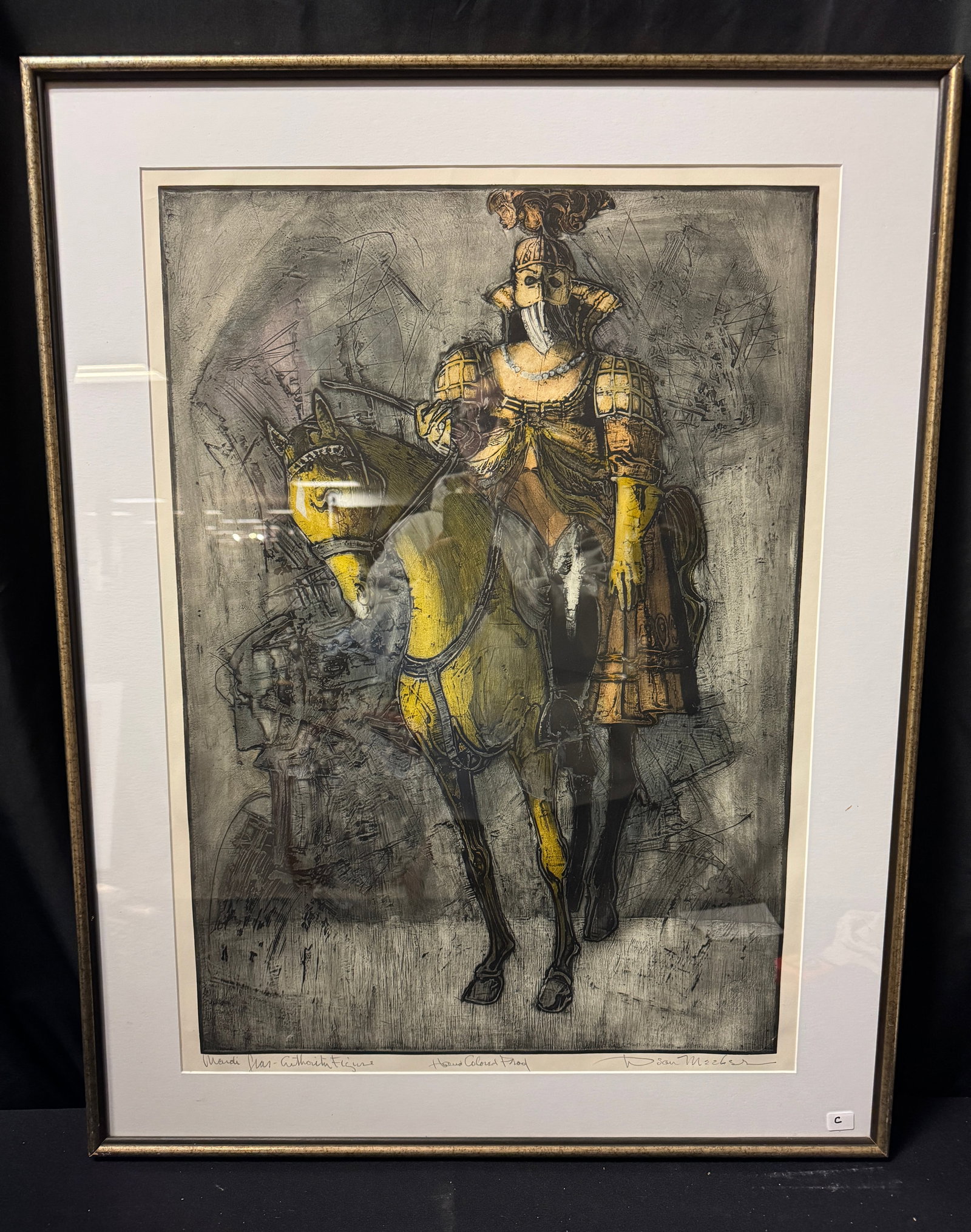 Dean Meeker Polimer Intaglio c.1974 Artist Proof: This quality framed intaglio is by innovative Wisconsin artist and master Printermaker Dean Meeker (1920-2002). It is titled "Mardi Gras-Authority Figure" aand isi sgned in pencil in the lower right c
