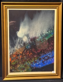 Charles Dix Abstract Painting on Paper C.1968