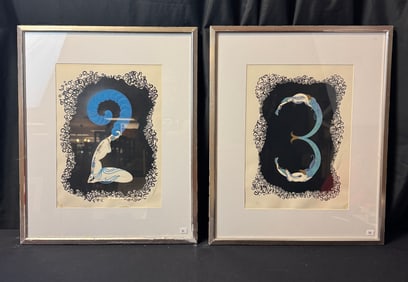 Two Erte Lithographs c1968 Numerals Suite, Signed