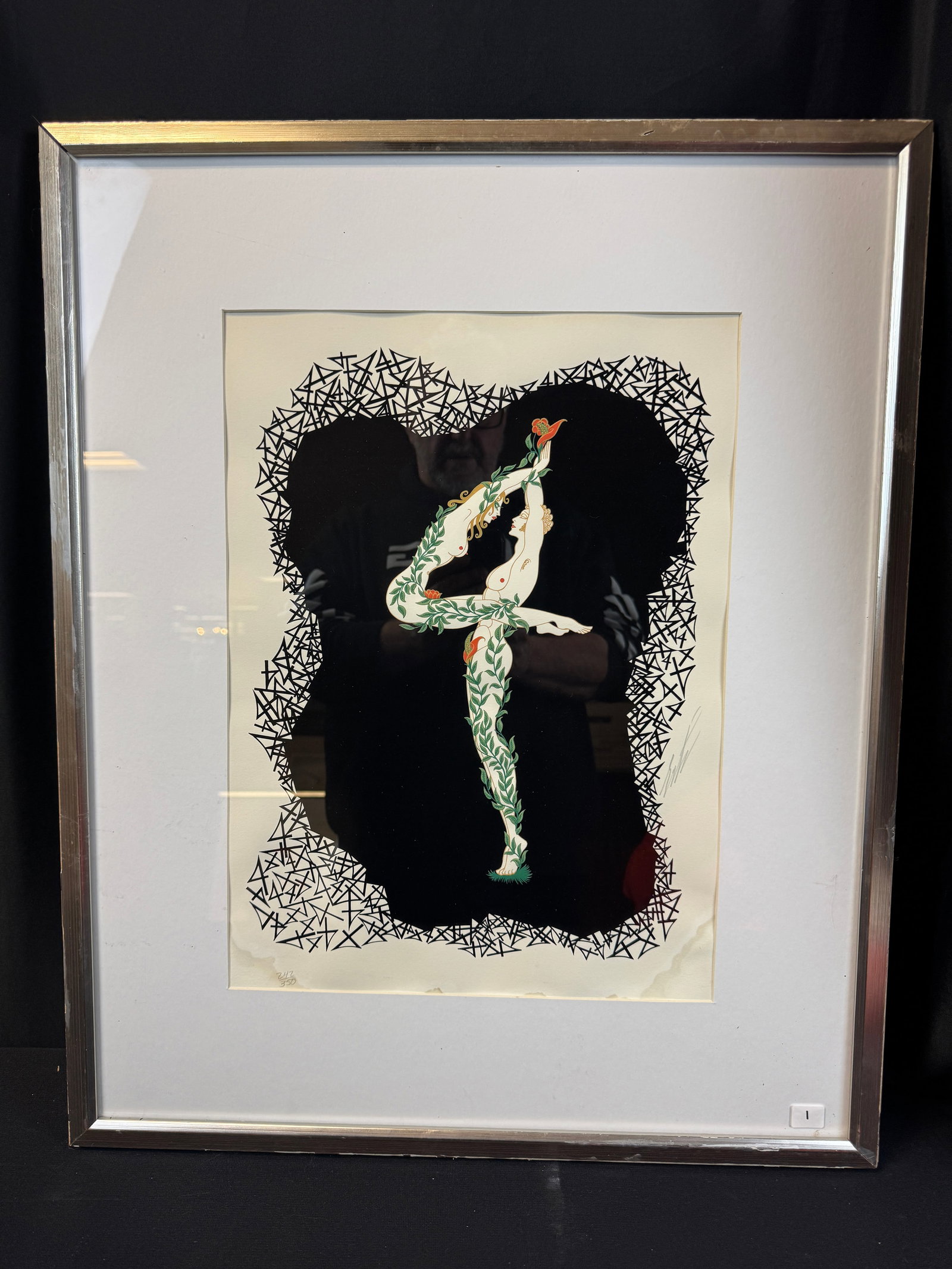 Two Erte Lithographs c1968 Numerals Suite, Signed: Two quality framed pencil signed lithographs from the listed Russian born French artist and master of Art Deco, Erte (1892-1990). These depicts numbers Four and Five from his Numerals Suite c1968.
