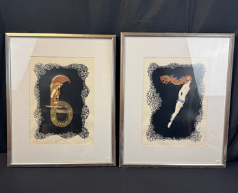 Two Erte Lithographs c1968 Numerals Suite, Signed