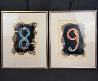 Two Erte Lithographs c1968 Numerals Suite, Signed