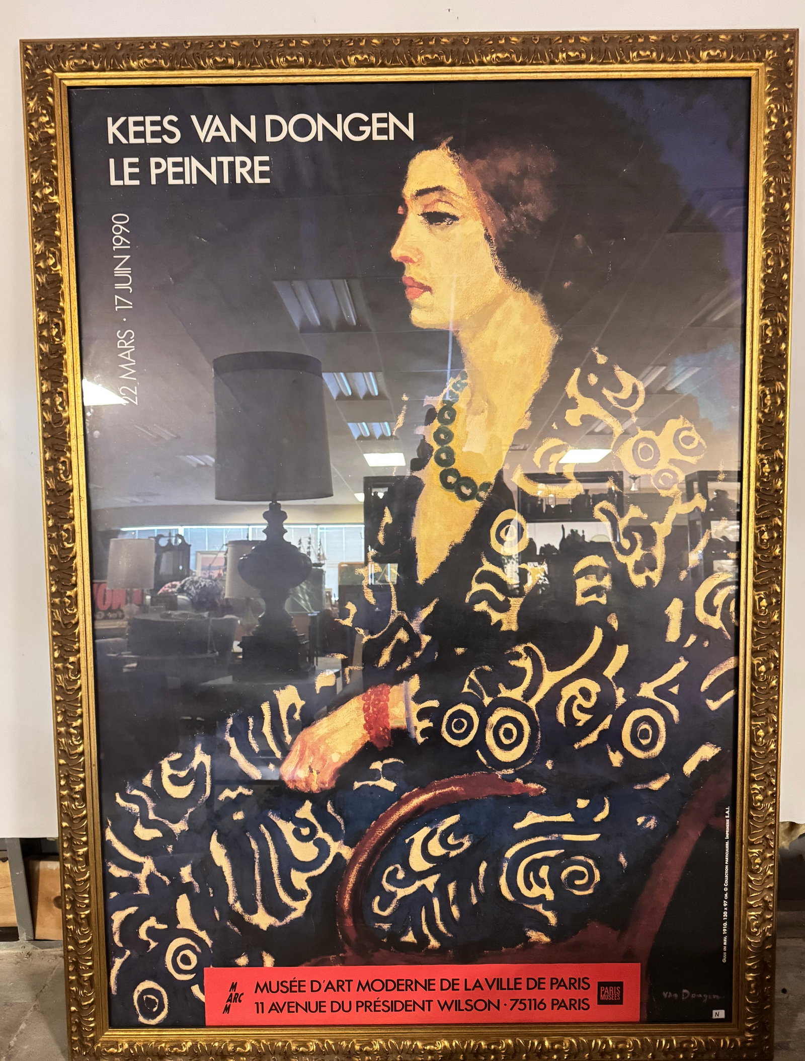 Kees Van Dongen Exhibition Poster of Important Size c.1990: This high quality framed Exhibition poster important size is for the Dutch/French painter Kees Van Dongen. The 1990 exhibition was held at the Museum of Modern Art of the City of Paris and titled "Le
