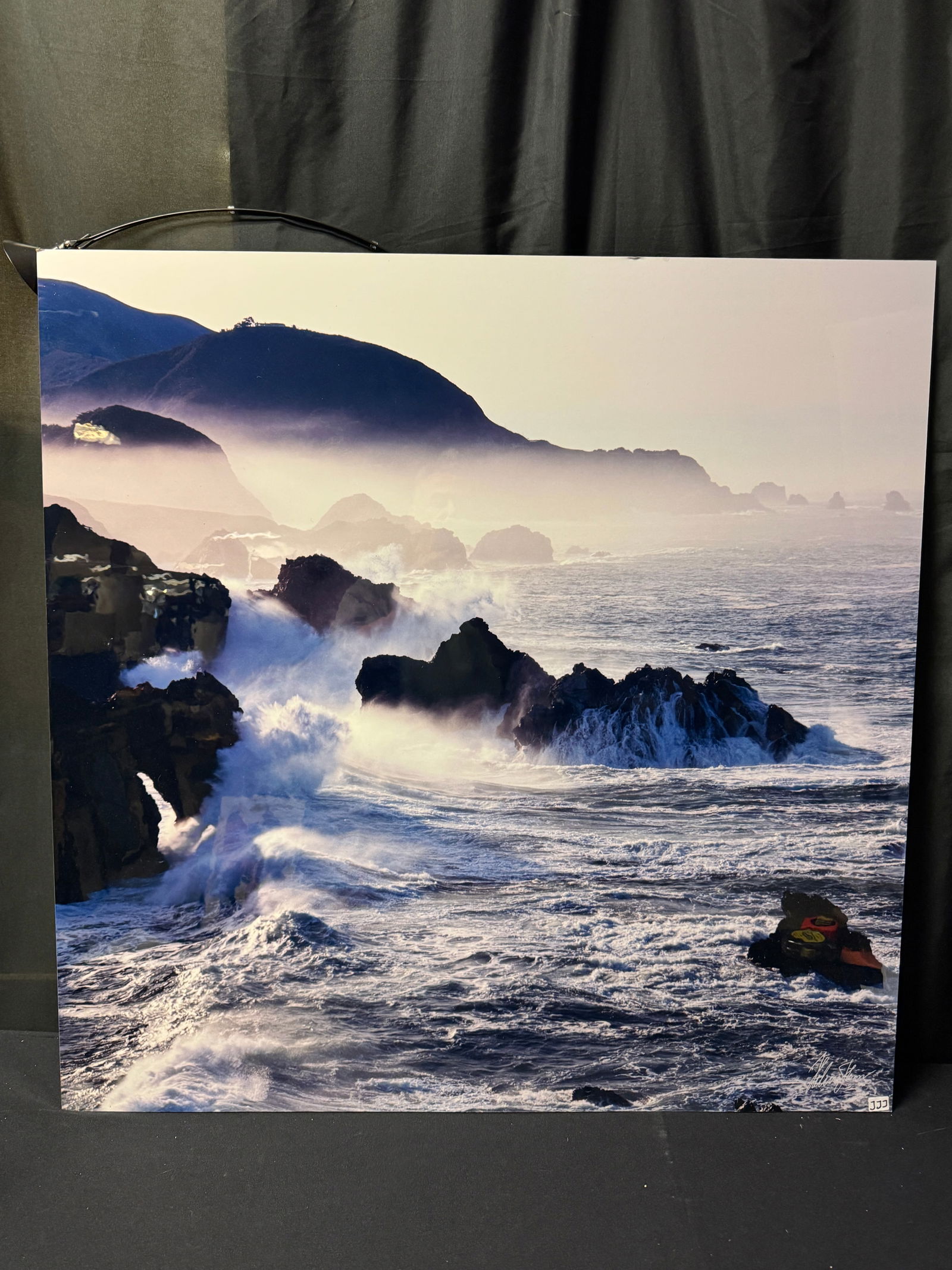 Helmut Horn Big Sur Digital Print on Metal: A large format photograph of Big Sur, Carmel, Pebble Beach by listed artist Helmut Horn. It is titled " Rising Storm" and in an edition of 250. Signed in the lower right corner and mounted on aluminum