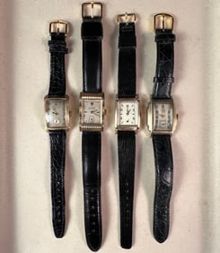 Group of 4 Gold Filled Mens Wrist Watches