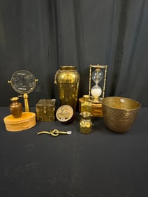 Mid Century Group of Brass Furnishings