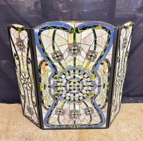 Tiffany Style Glass 3 Panel Screen