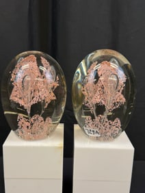 Murano COntrol Bubble FLoral  Bookends