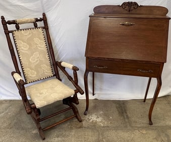 Drop Front Secretary Desk and Chair