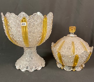 Ellrose Large Footed Bowl and Covereed Compote