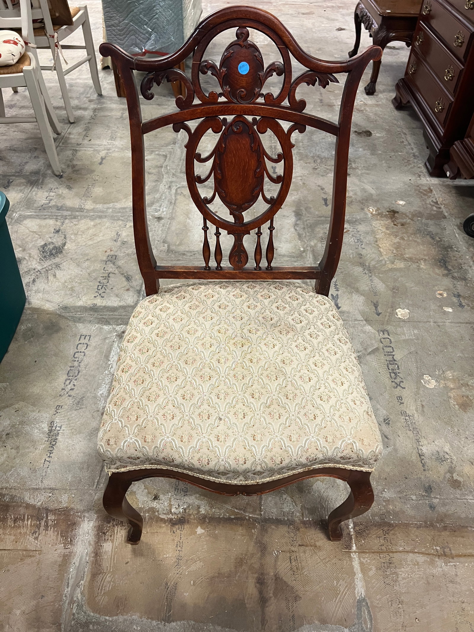 Victorian Spindled Fancy Side Chair: A fancy mahogany spindled side chair.