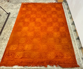 Mid Century Orange Room Size Rug C1960