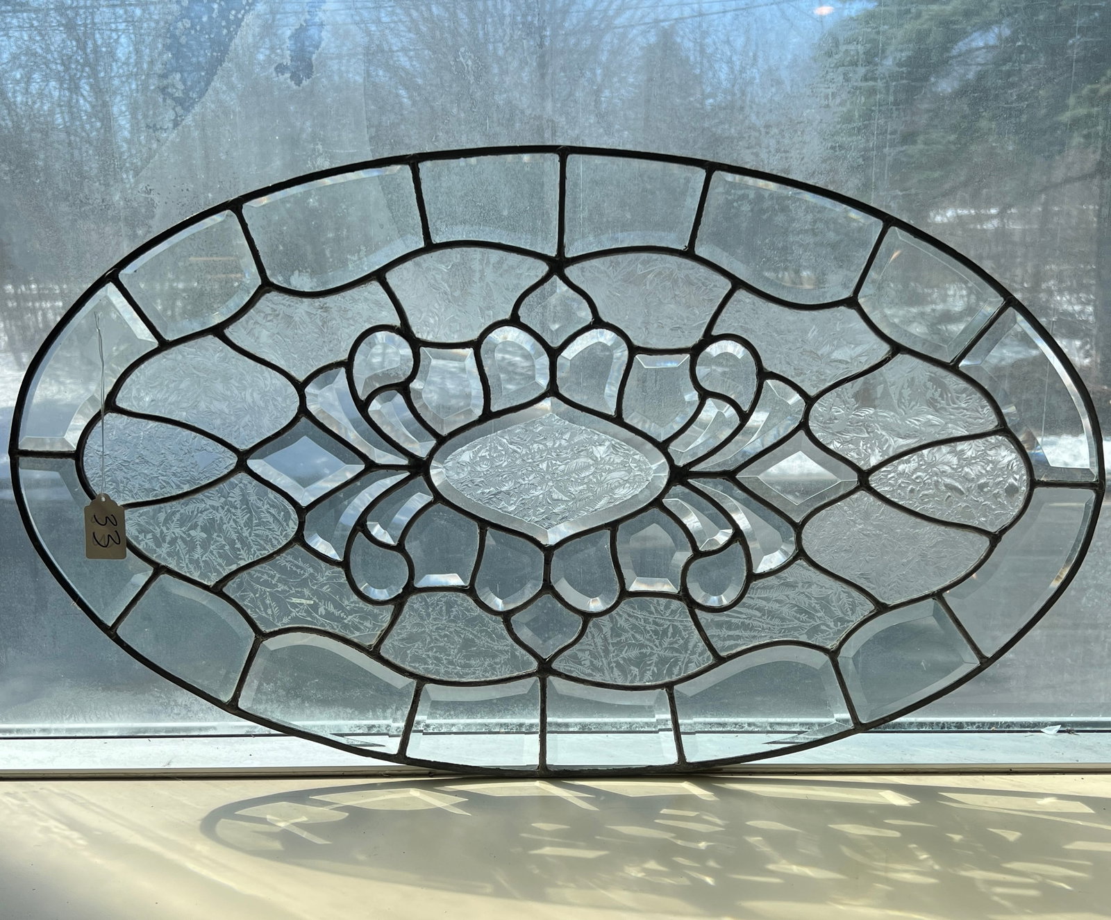 Victorian Oval Beveled and Frosted Glass Window (1 of 6)
