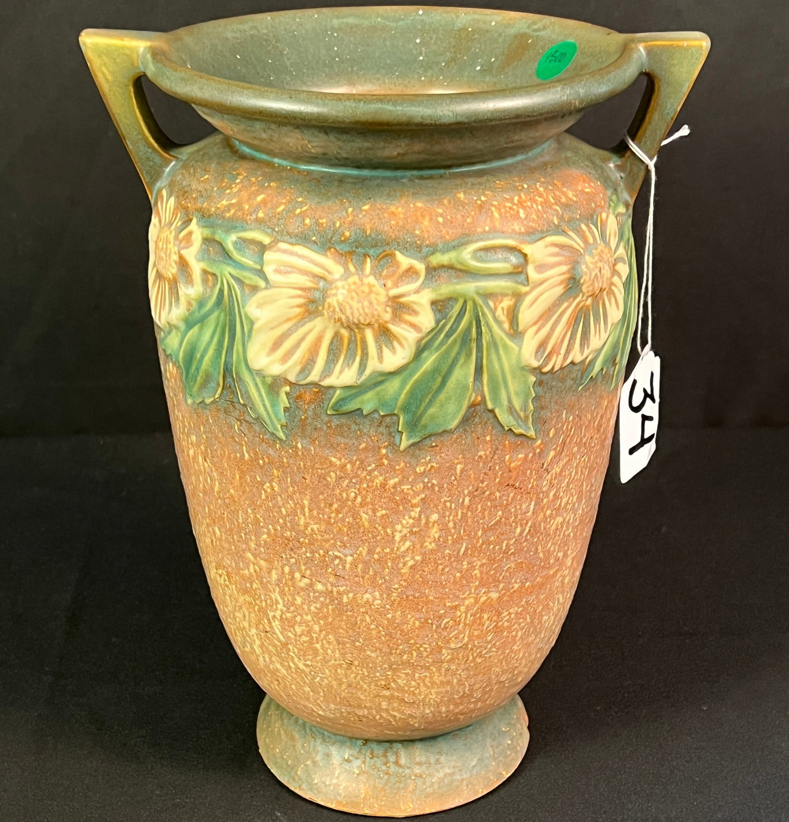 Roseville "Dahlrose" Vase c.1928: A Roseville "Dahlrose" vase in good condition, it measures 12" tall X 9" across.