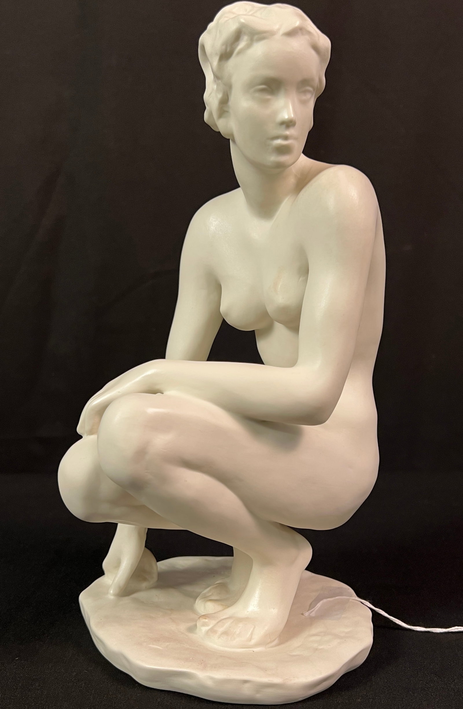 Rosenthal Porcelain Statuette by Fritz Klimsch, Signed: A Rosenthal porcelain Statuette designed by Fritz Klimsch depicting a crouching nude Art Deco Style Figure in excellent condition, and signed on the figure. Excellent Condition.