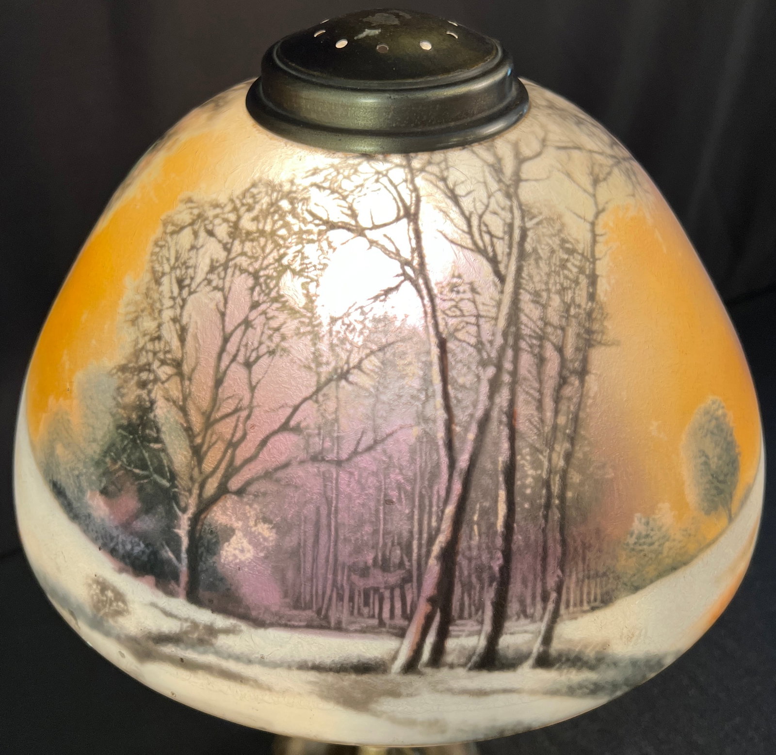 Winter Scene Reverse Painted Lamp - 2