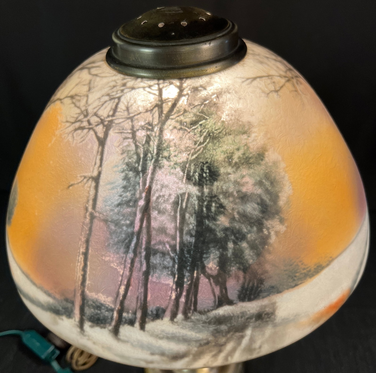 Winter Scene Reverse Painted Lamp - 3