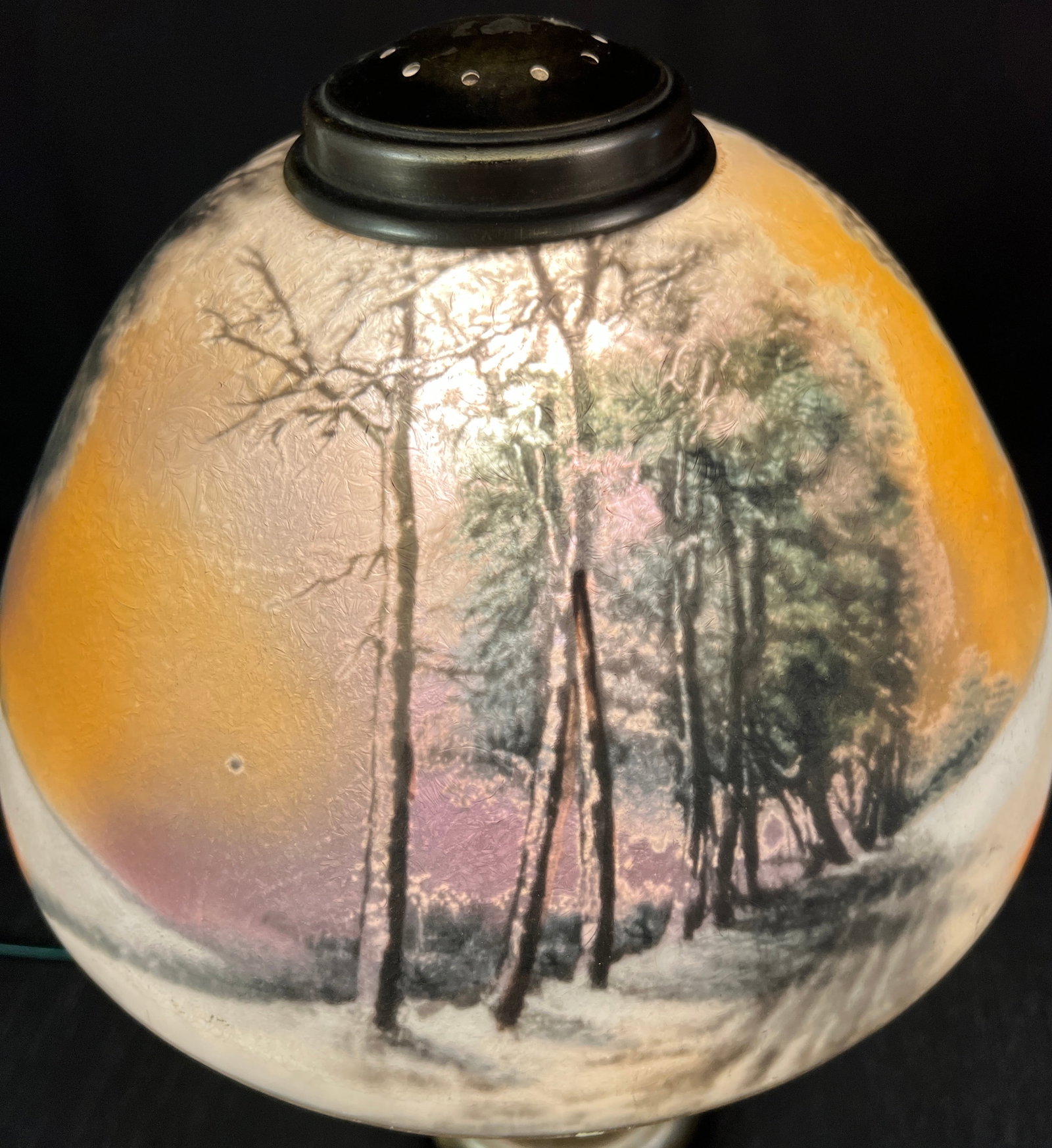 Winter Scene Reverse Painted Lamp - 4
