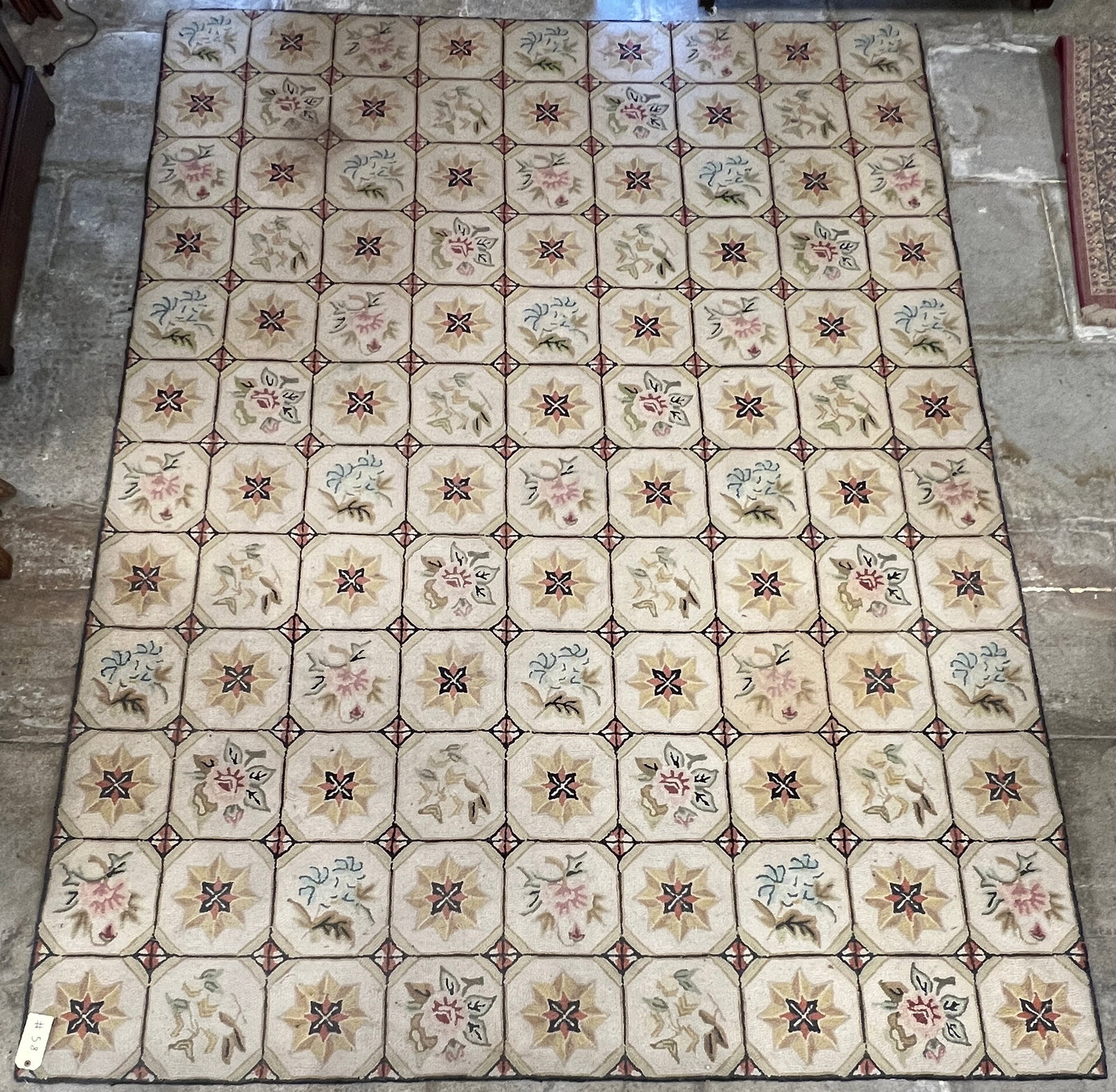 Room Sized Geometric Floral Hooked Rug (1 of 12)