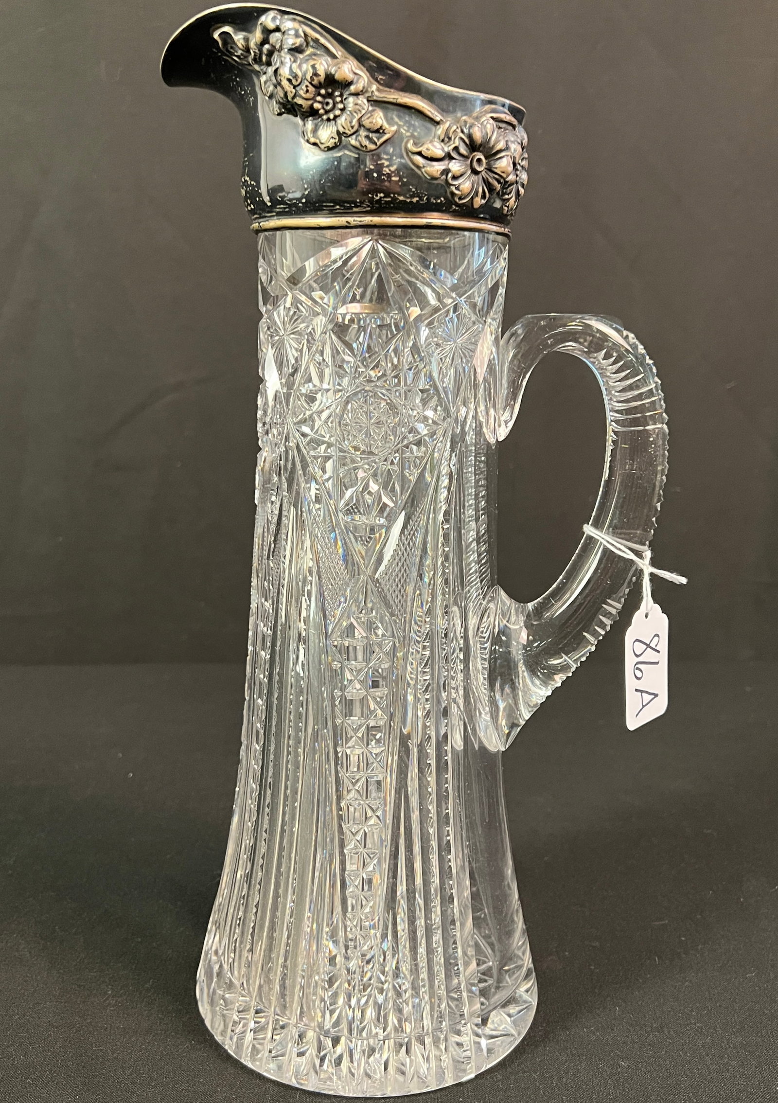 Brilliant Cut Glass Pitcher w/ Sterling Trim (1 of 13)