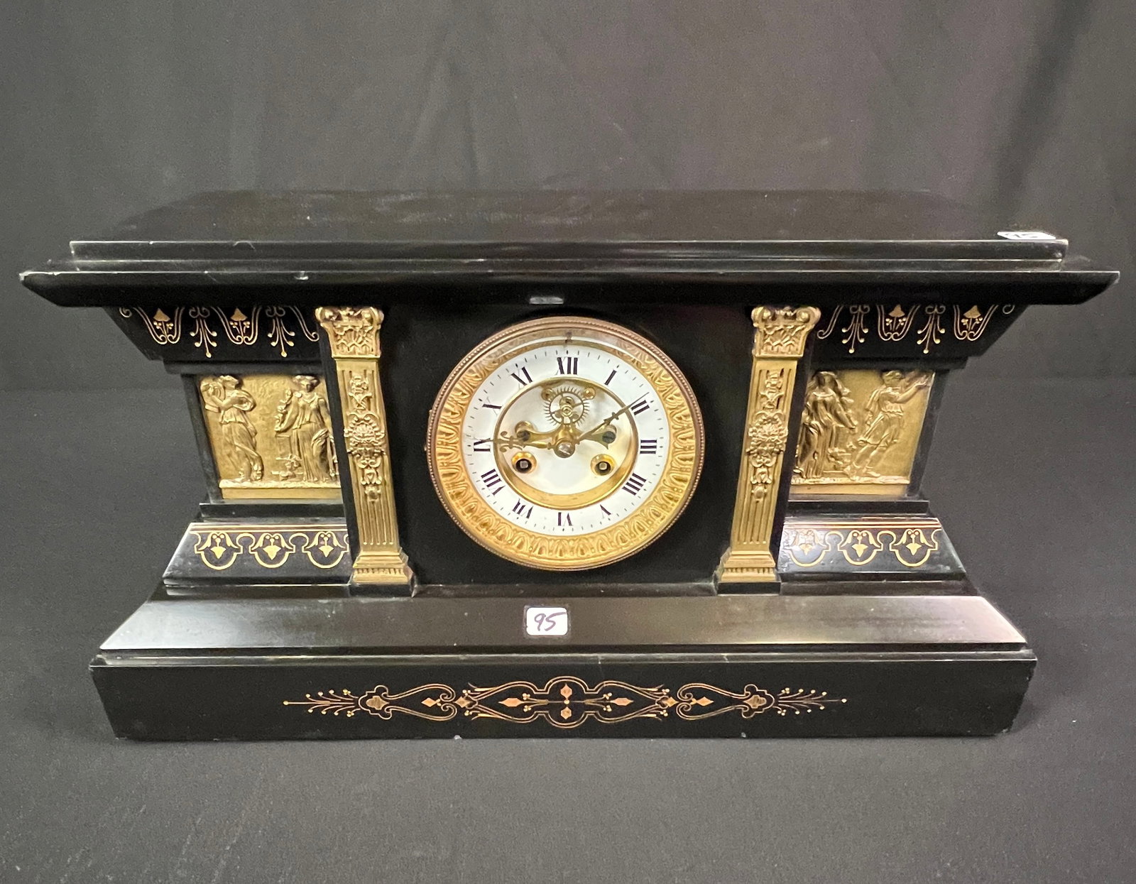 Victorian Ansonia Fancy Bronze and Marble Mantle Clock (1 of 7)