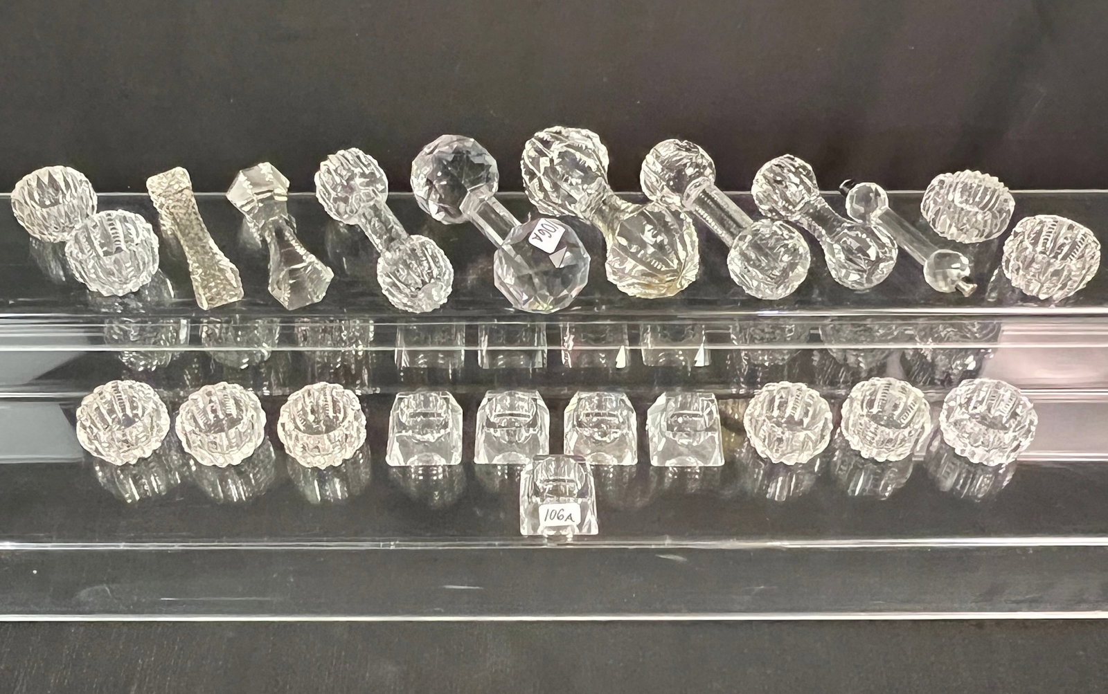 Large Group of Cut Crystal Salt Dips & Knife Rests: A wonderful and varied collection of 15 cut crystal salt dips and 8 knife rests. All in great condition and a fun variety. In great condition.