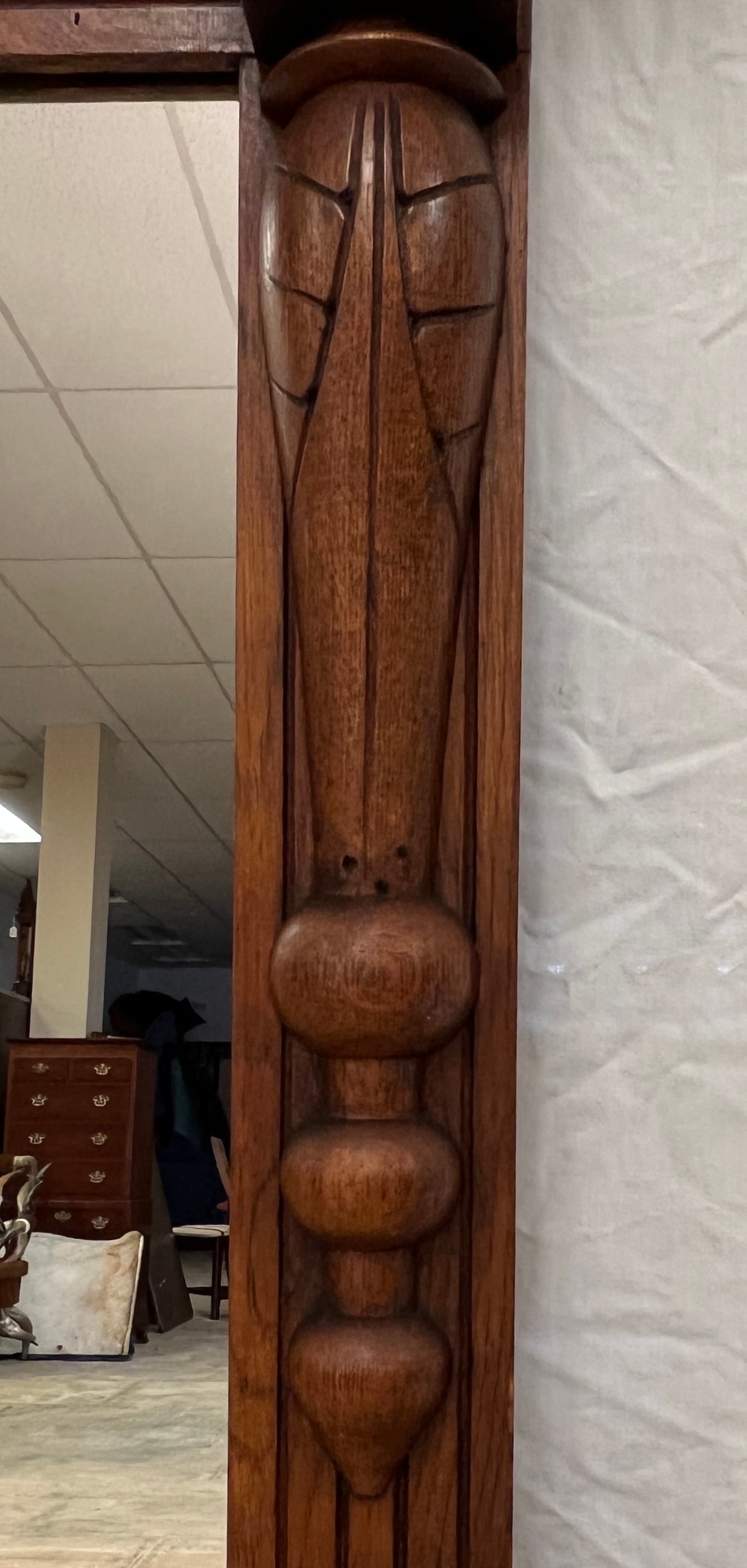Victorian Floral Carved Hall Mirror, c.1880s - 5