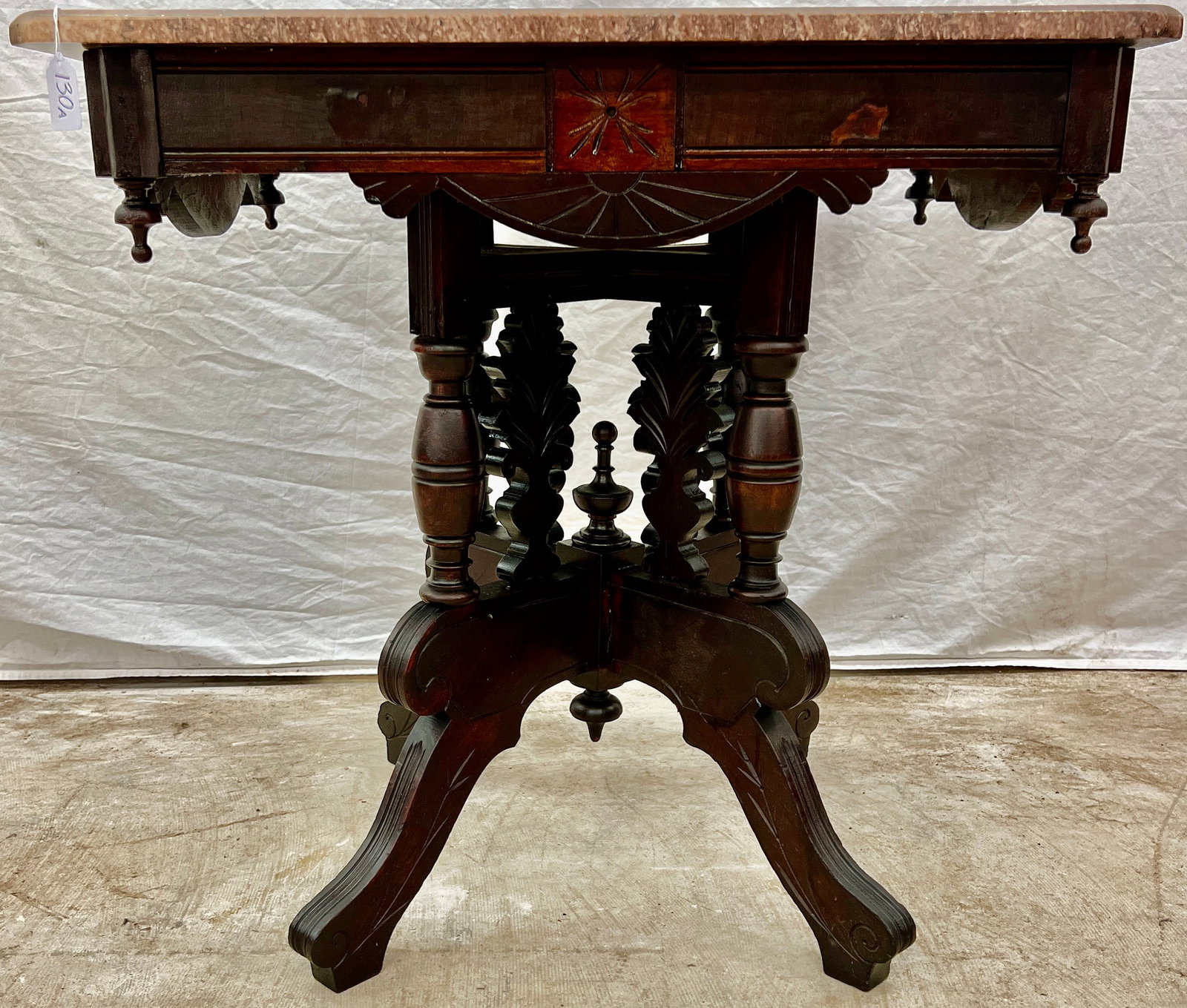 Victorian Marble Top Parlor Table - 2