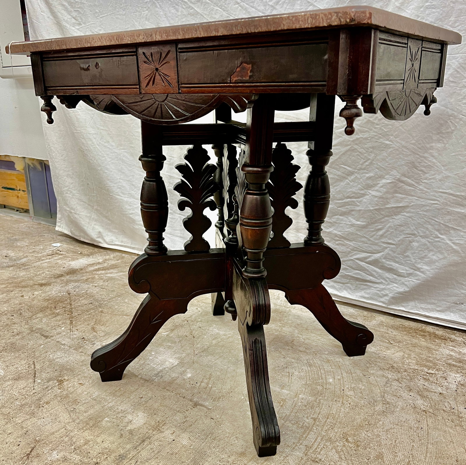 Victorian Marble Top Parlor Table - 3