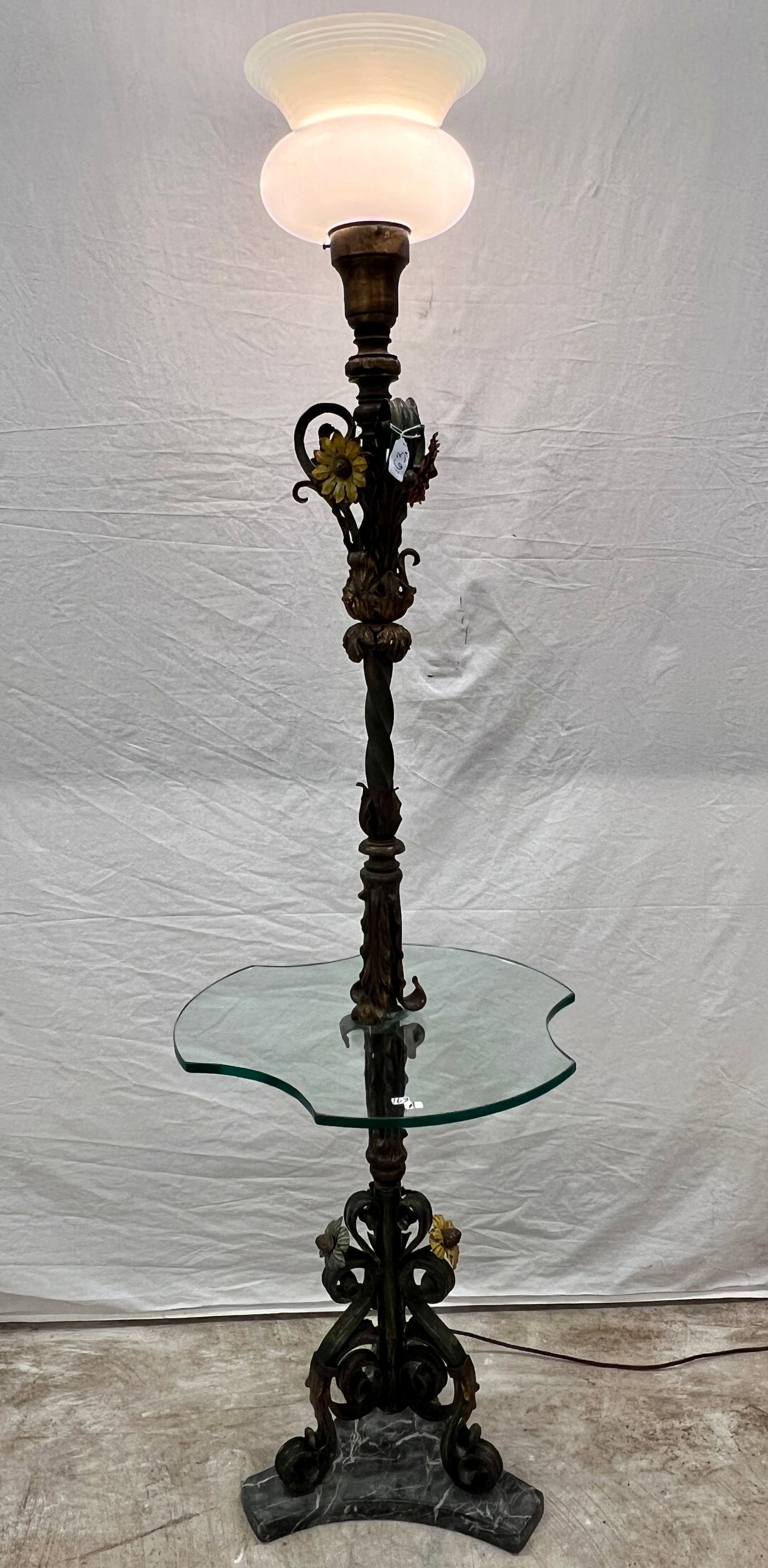 Iron, Floral and Marble Floor Lamp (1 of 5)