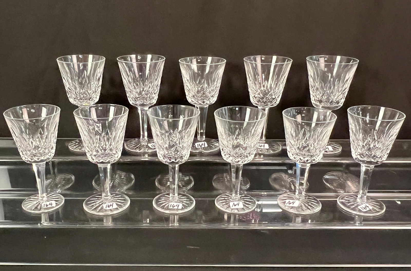 Group of 11 Waterford Wine Goblets in the "Lismore" Pattern (1 of 6)