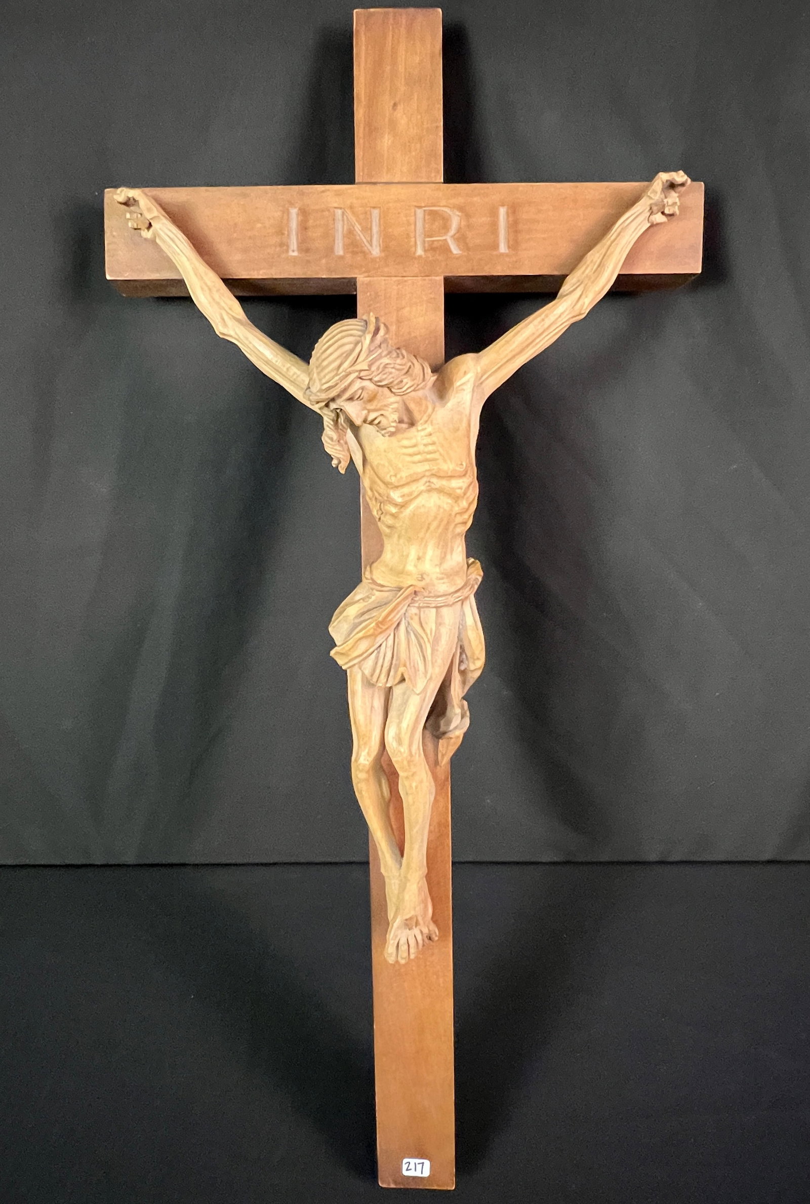 Large Wooden Hand Carved Crucifix Carpus (1 of 6)
