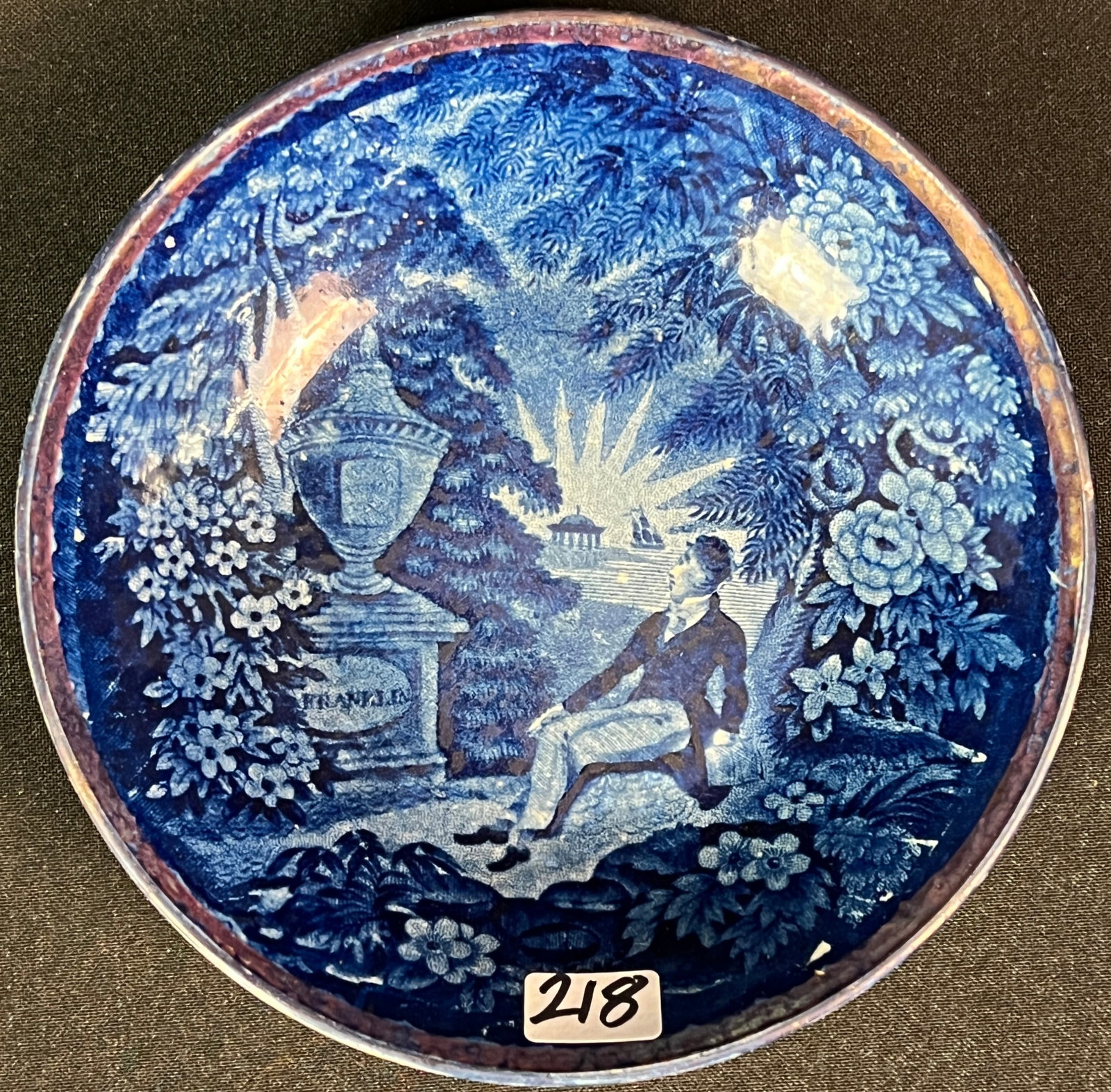 "Lafayette at Frankin's Tomb" Transferware Bowl c. 1820 (1 of 5)