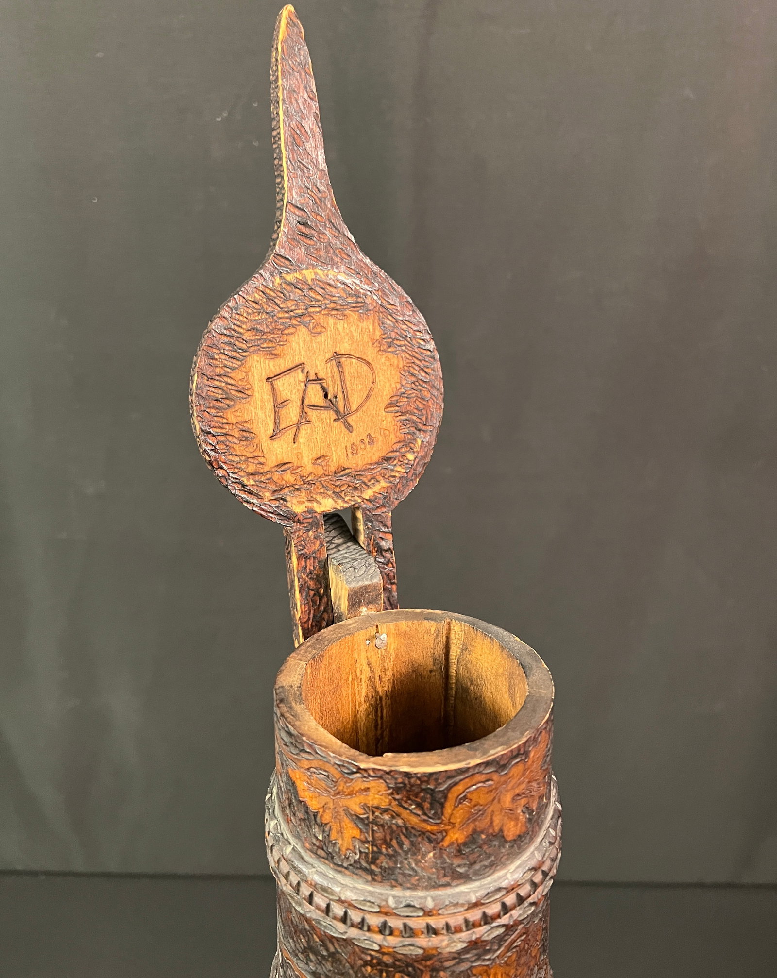 Folk Art Pyrograph Tankard - 4