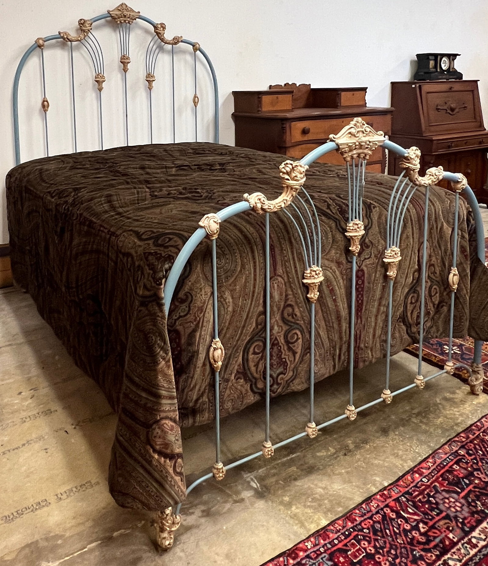 Fancy Cast Iron Bed c1900 - 2