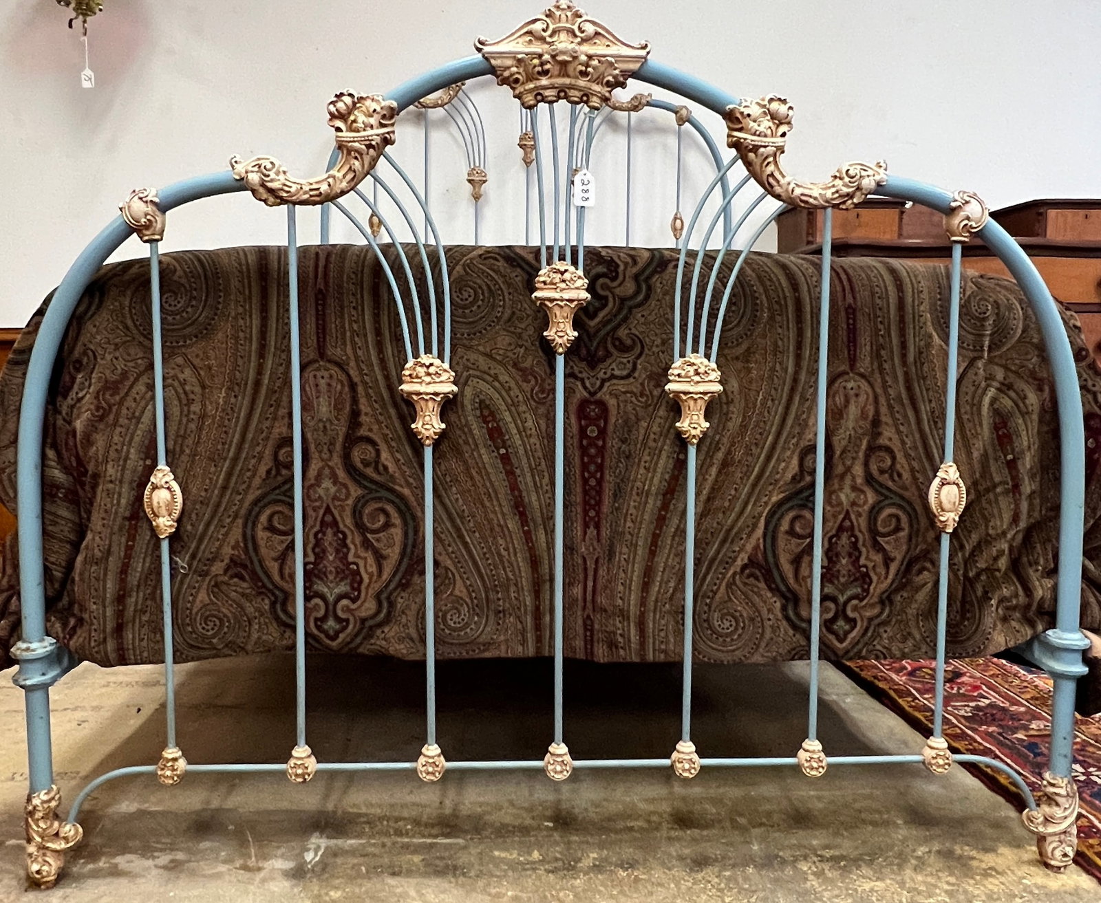 Fancy Cast Iron Bed c1900 - 4