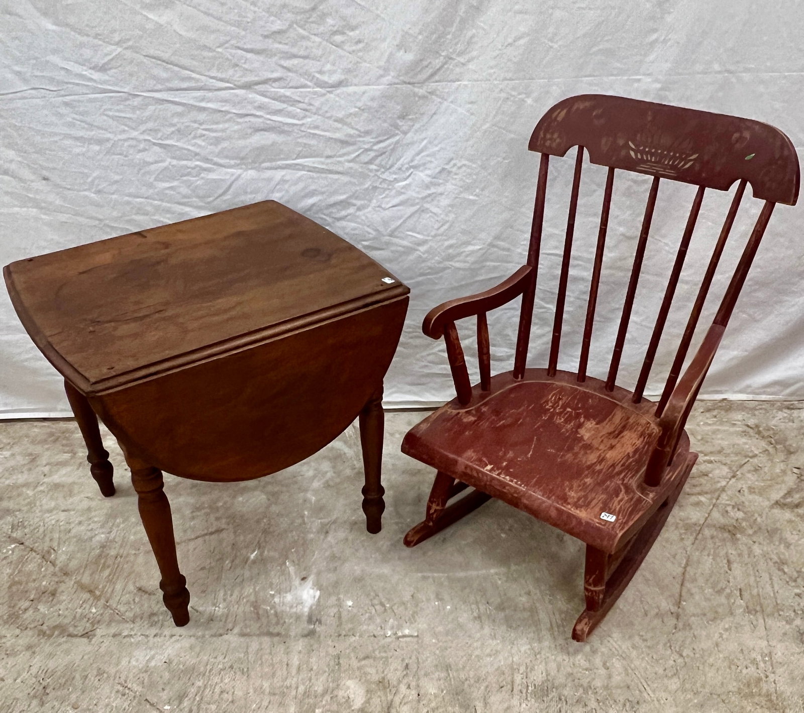 Antique Child's Drop Leaf Table and Hitchcock Rocker (1 of 6)