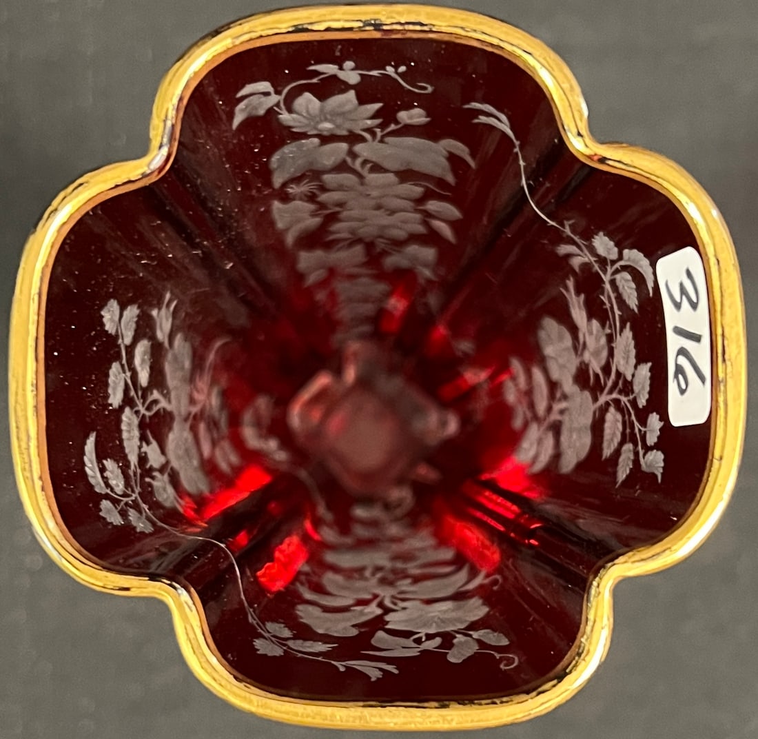 Bohemian Ruby Glass Vase - 2