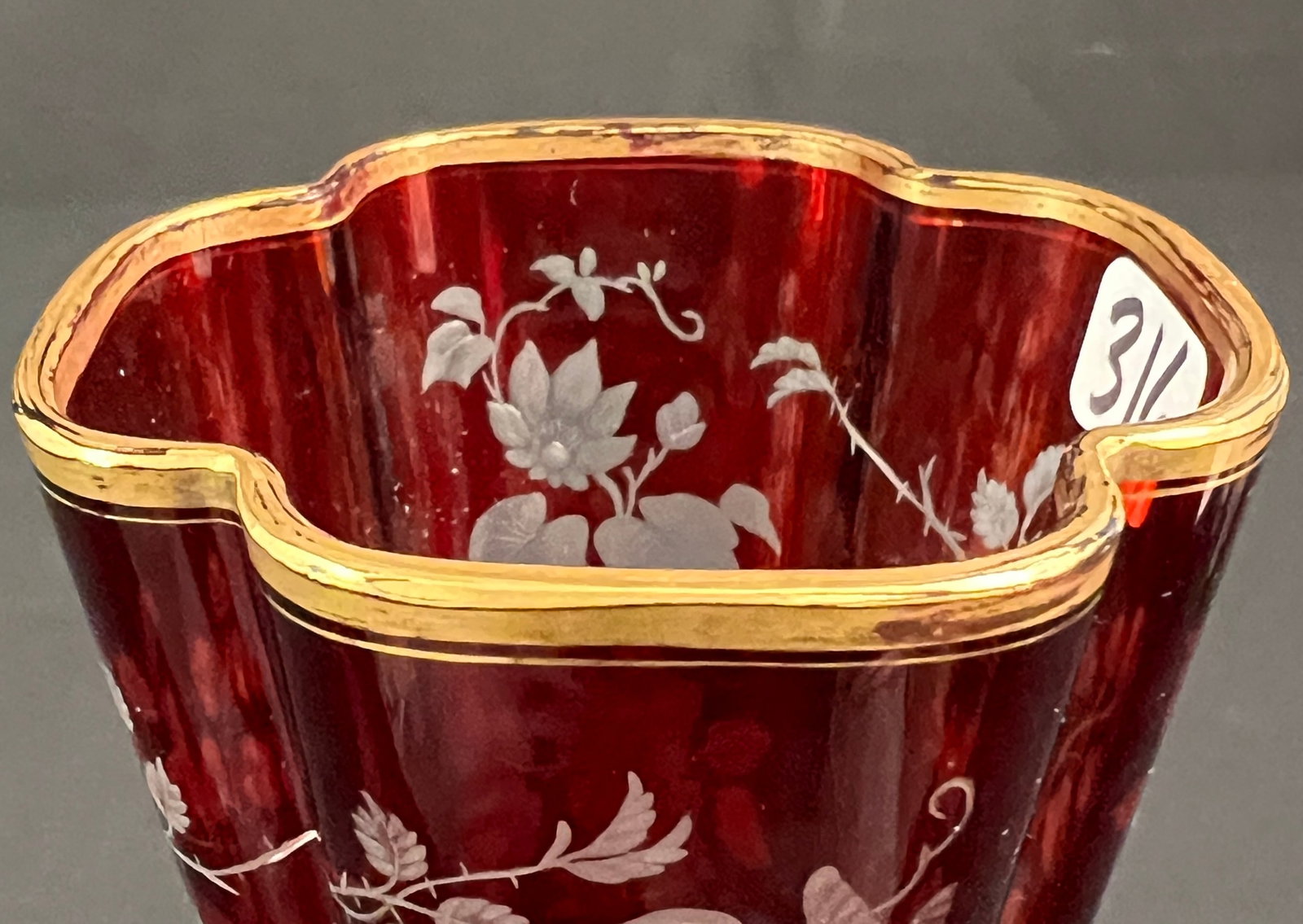 Bohemian Ruby Glass Vase - 4