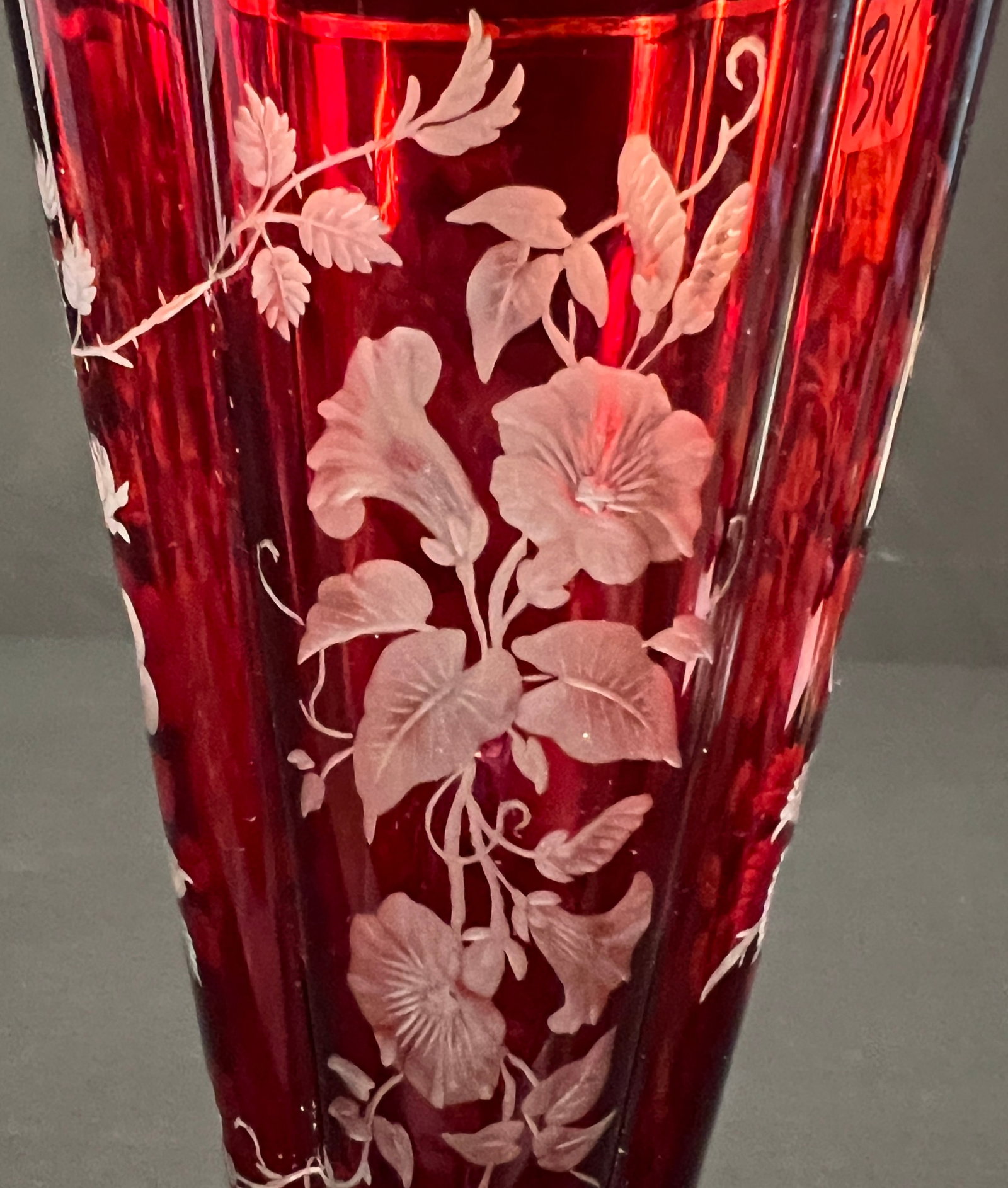 Bohemian Ruby Glass Vase - 5