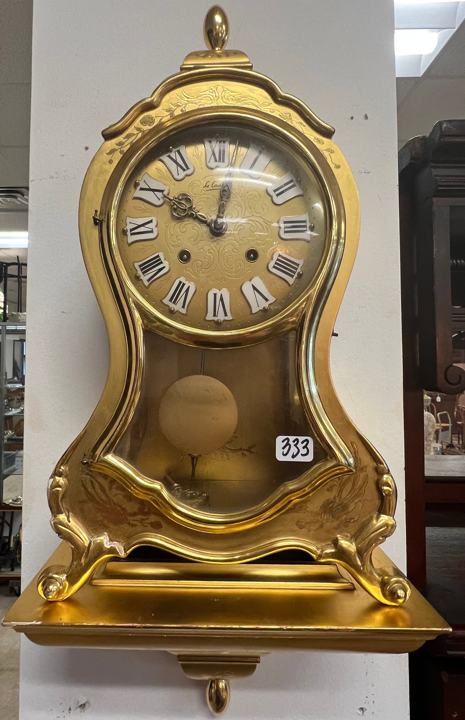 Vintage Gilded Eluxa Swiss Mantle Clock &Shelf (1 of 6)
