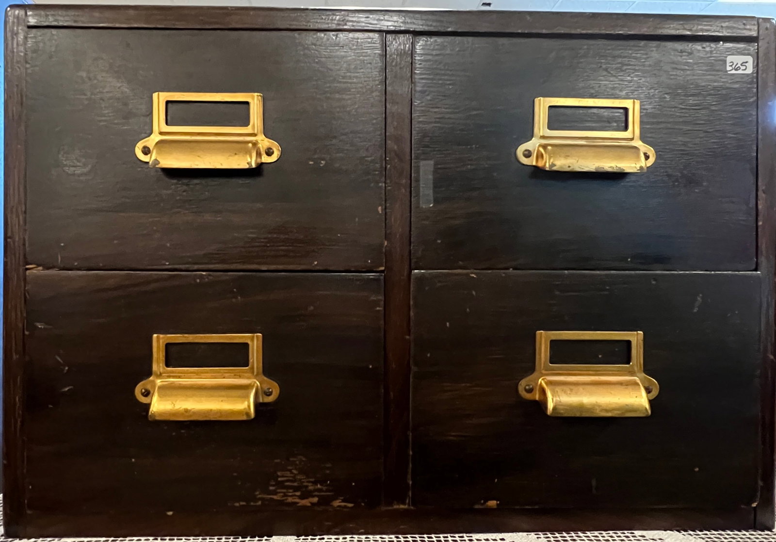 Oak Four Drawer Card File - 2